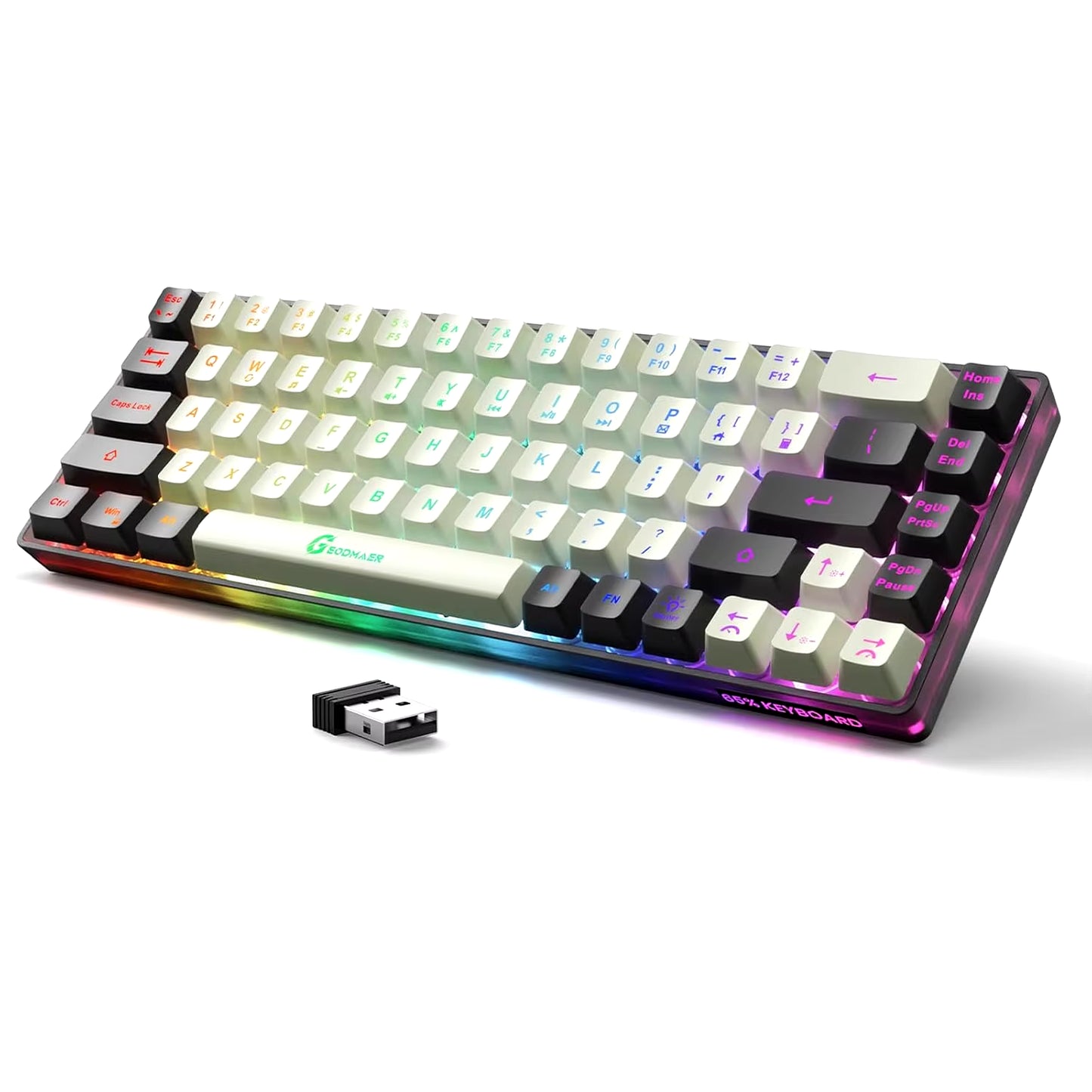 Wireless Gaming Keyboard Rechargeable Backlit Gaming Keyboard 68 Keys Membrane Keyboard for PC English/Spanish Layout