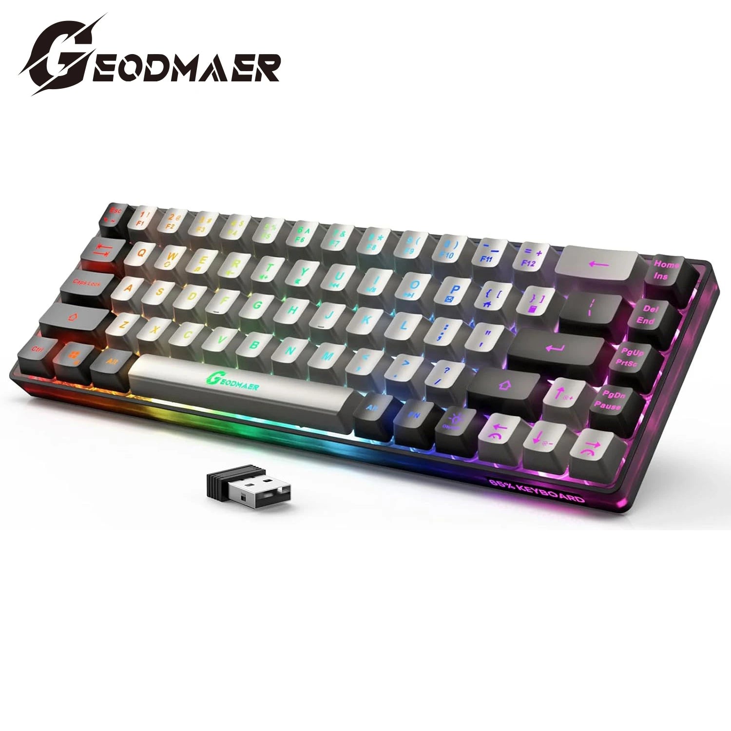 Wireless Gaming Keyboard Rechargeable Backlit Gaming Keyboard 68 Keys Membrane Keyboard for PC English/Spanish Layout