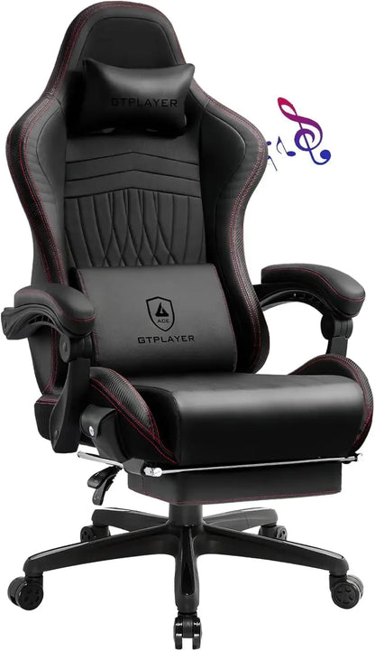 GTPLAYER Gaming Chair, Computer Chair with Footrest and Bluetooth Speakers, High Back Ergonomic Gaming Chair, Reclining Gaming C
