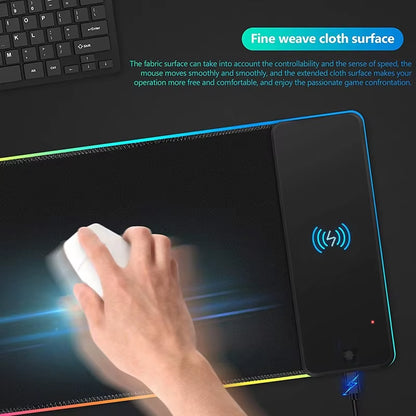 XXL Gaming Mouse Pad 10W QI Fast Wireless Charging LED Light Rubber Gaming Mouse Pad Professionla RGB Gaming Mouse Pad