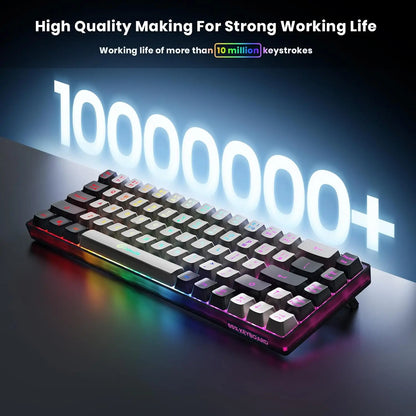Wireless Gaming Keyboard Rechargeable Backlit Gaming Keyboard 68 Keys Membrane Keyboard for PC English/Spanish Layout