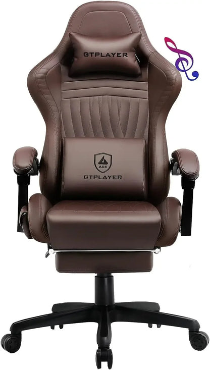 GTPLAYER Gaming Chair, Computer Chair with Footrest and Bluetooth Speakers, High Back Ergonomic Gaming Chair, Reclining Gaming C