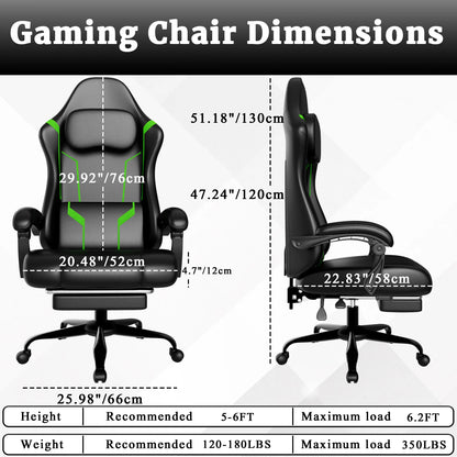 Ergonomic Gaming Chair, Electronic Gaming Chair with Pocket Spring Pad and Footrest, Height Adjustable Computer Chair