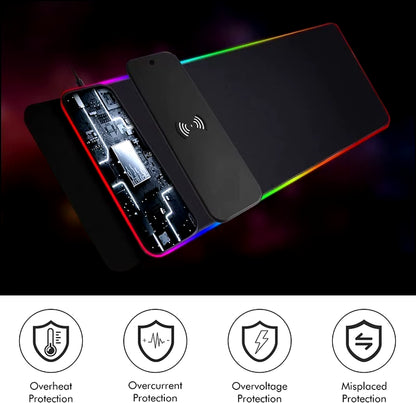 XXL Gaming Mouse Pad 10W QI Fast Wireless Charging LED Light Rubber Gaming Mouse Pad Professionla RGB Gaming Mouse Pad