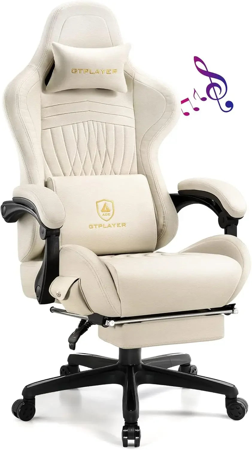 GTPLAYER Gaming Chair, Computer Chair with Footrest and Bluetooth Speakers, High Back Ergonomic Gaming Chair, Reclining Gaming C